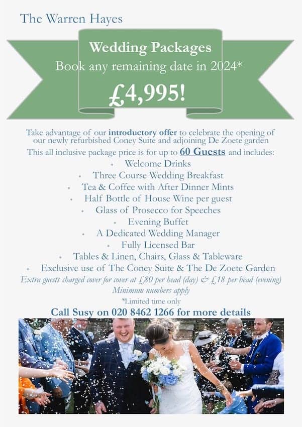 All Inclusive Wedding Packages Kent at The Warren